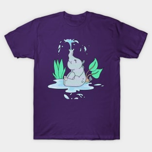 Elephant Playing With Water - Adorable Animal Design, Elephant Art T-Shirt